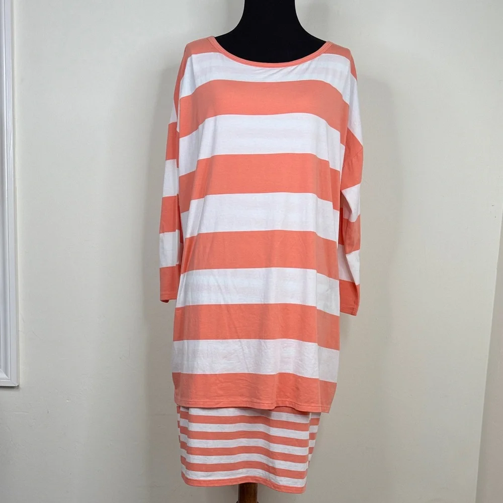 GARNET HILl Striped Coral and White Women's Dress M - Picture 2 of 9